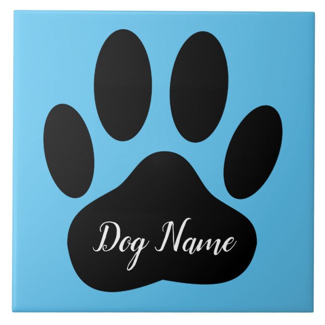 Dog Paw Print With Editable Name Kakelplatta (Framsidan)