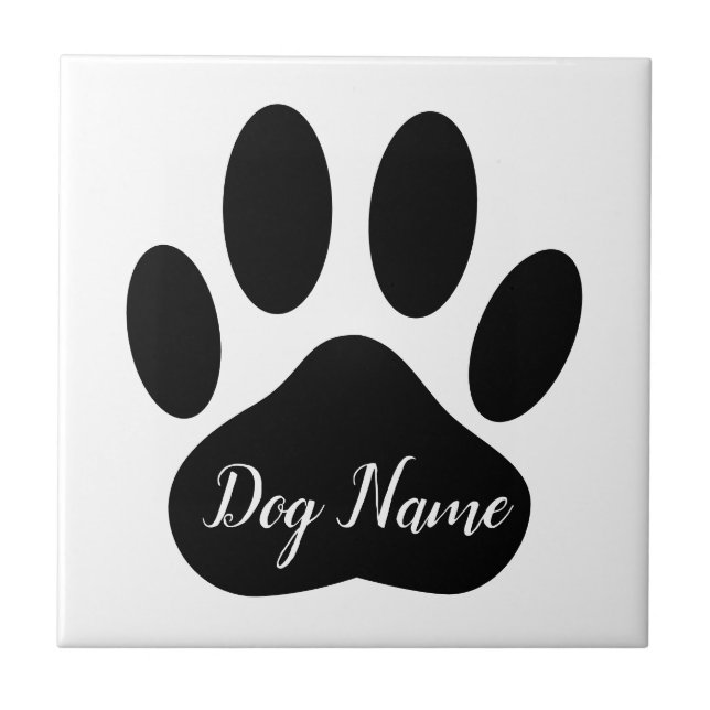 Dog Paw Print With Editable Name Kakelplatta (Framsidan)