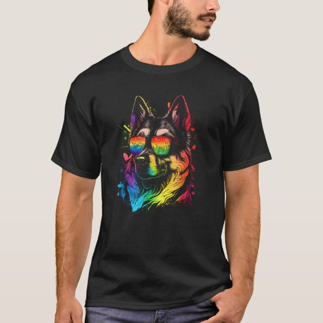 Dog Paw Rainbow Paw LGBT Gay Pride Lesbian Support T Shirt (Framsida)