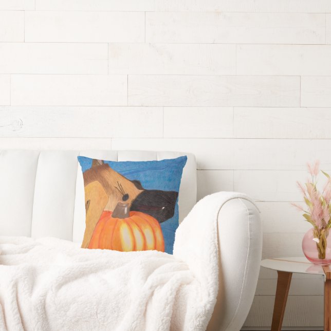 Dog paws and pumpkin pillow kudde (Soffa)