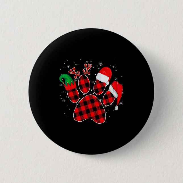Dog Paws Christmas Buffalo Plaid Paw Santa Elf Rei Knapp (Framsida)