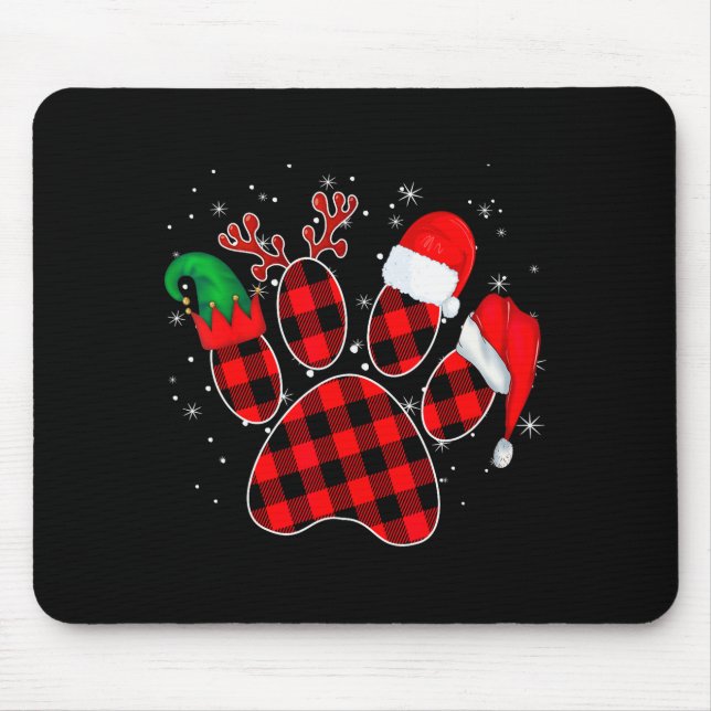 Dog Paws Christmas Buffalo Plaid Paw Santa Elf Rei Musmatta (Framsidan)