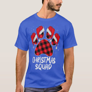 Dog Paws Christmas Squad Red Plaid Xmas Family Mat T Shirt