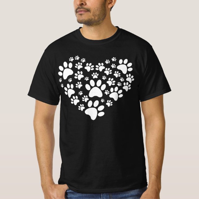 Dog paws Heart T Shirt (Framsida)
