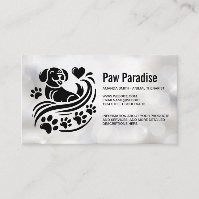 Dog Paws Hearts | Boke Visitkort (Framsida)