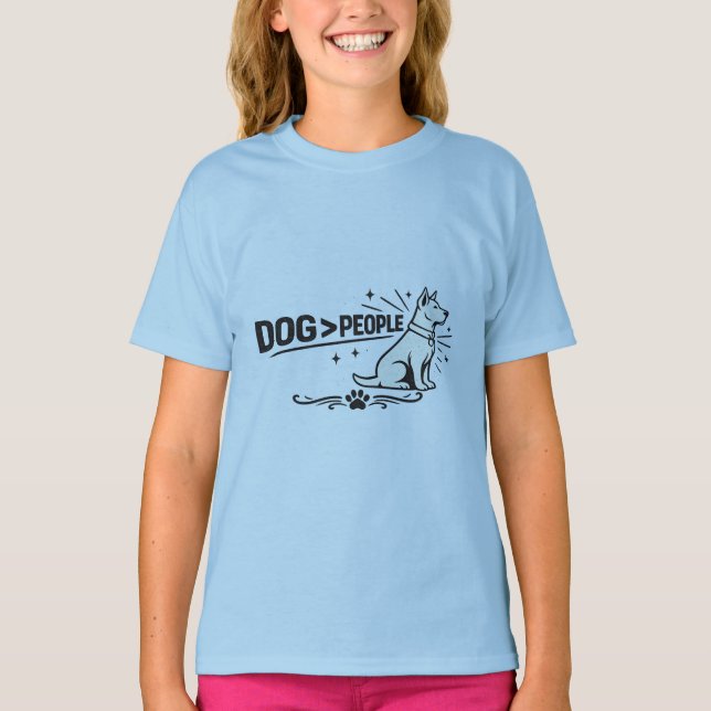 DOG > PEOPLE – Funny Dog Lover Minimalist Design T Shirt (Framsida)