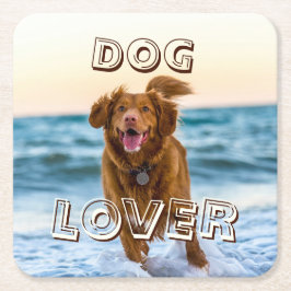 Dog Pet Love Drinks Party Coaster Underlägg Papper Kvadrat