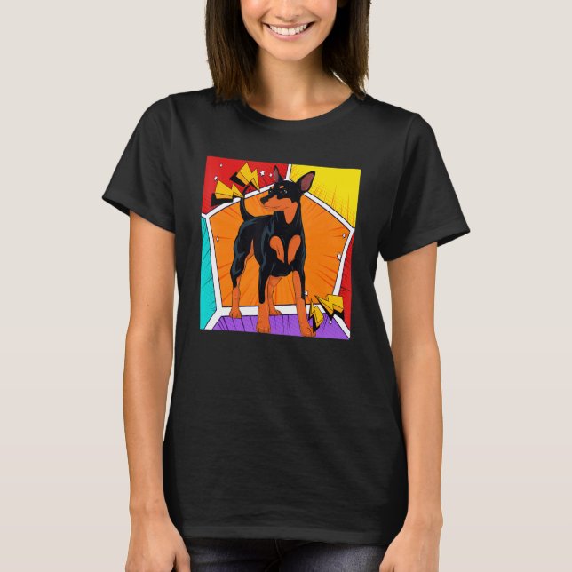 Dog Pet Min Pin Dog Owner Animal Pop Min Pinscher T Shirt (Framsida)