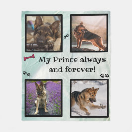 Dog photo collage green memorial fleecefilt