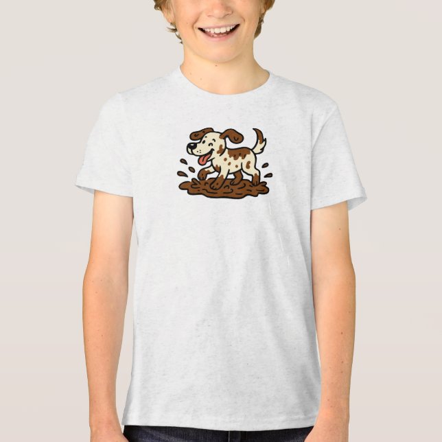 Dog Playing Mud T Shirt (Framsida)
