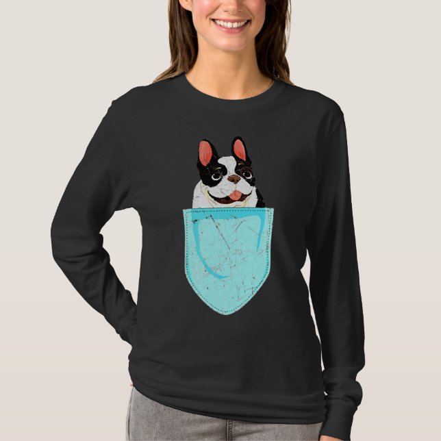 Dog Pocket French Bulldog T Shirt (Framsida)