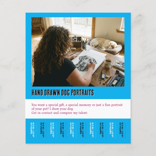 Dog Portrait Drawing Poster Tear off  Flygblad (Framsidan)