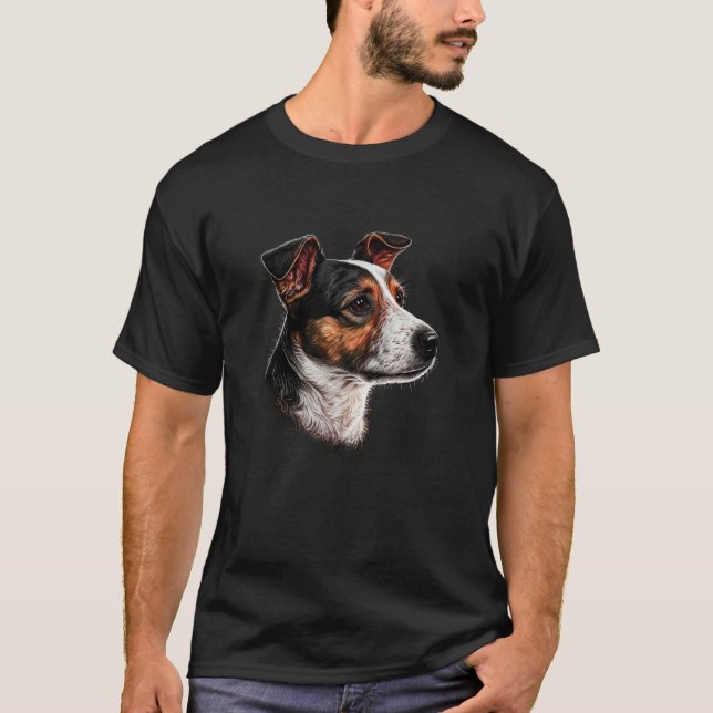 Dog portrait of Jack Russell Terrier T Shirt (Framsida)