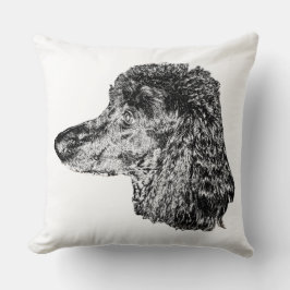 Dog Portrait Pillow – Detailed Black & White Art Kudde