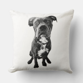 Dog Portrait Pillow – Sitting Dog in Black Ink Kudde