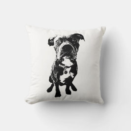Dog Pose Pillow – Sitting Dog in Ink Style Kudde
