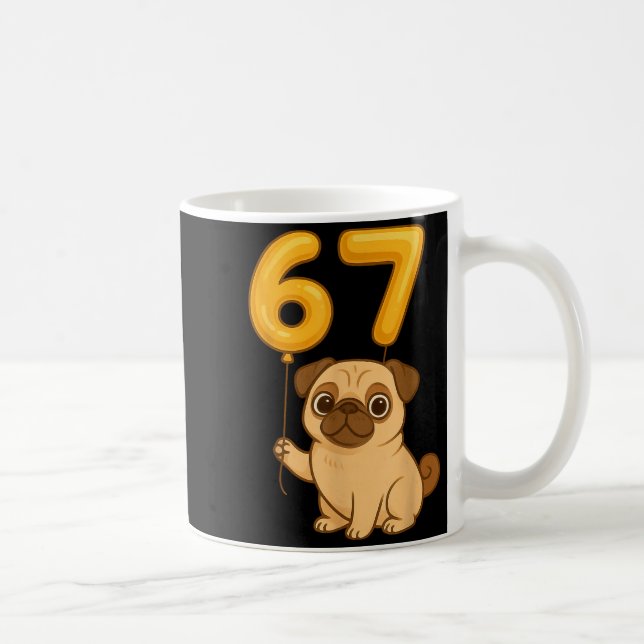Dog Pug 67 Meme Six Seven Balloon Funny Gen Alpha  Kaffemugg (Höger)