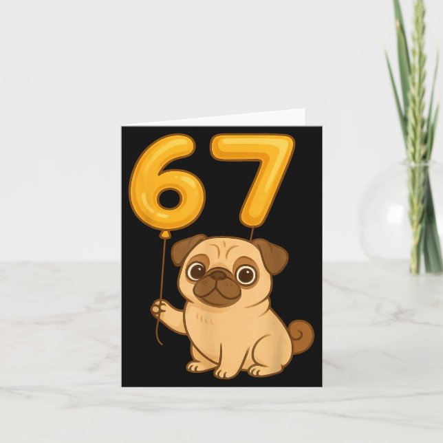 Dog Pug 67 Meme Six Seven Balloon Funny Gen Alpha  Kort (Framsida)