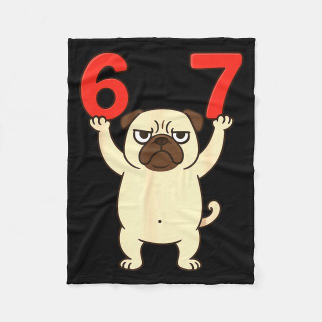 Dog Pug Funny 67 Meme Six Seven  Fleecefilt (Framsidan)