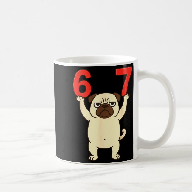 Dog Pug Funny 67 Meme Six Seven  Kaffemugg (Höger)