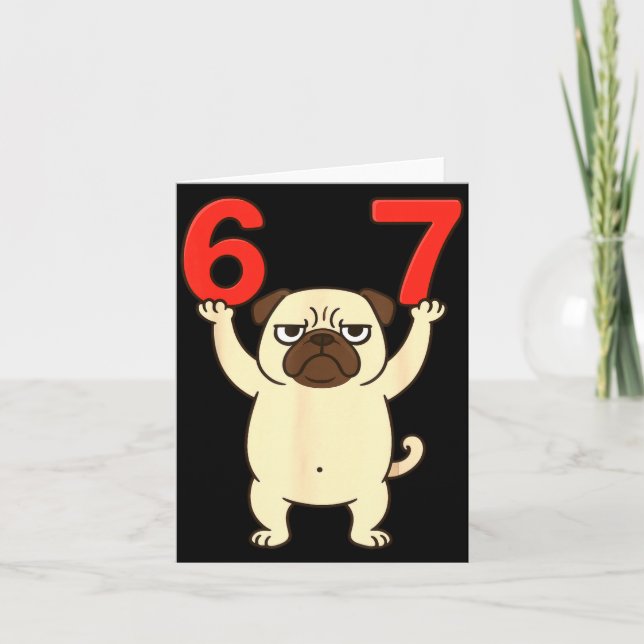 Dog Pug Funny 67 Meme Six Seven  Kort (Framsida)