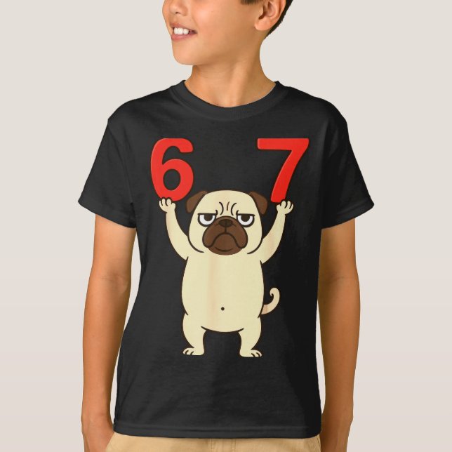 Dog Pug Funny 67 Meme Six Seven  T Shirt (Framsida)