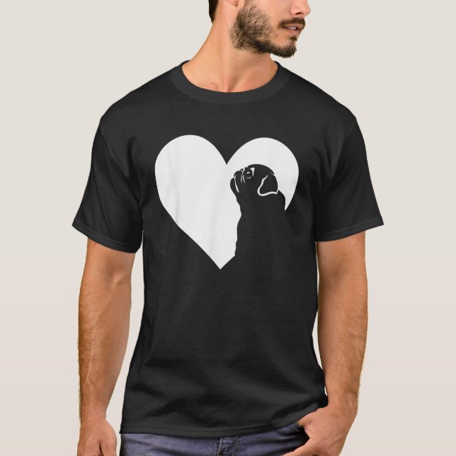 Dog Pug Heart Silhouette Pug  for Men Women Girls  T Shirt (Framsida)