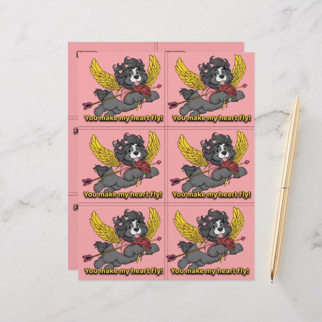 Dog Puppy Classroom Valentine Sheets Brevhuvud (Fram/Back In Situ)