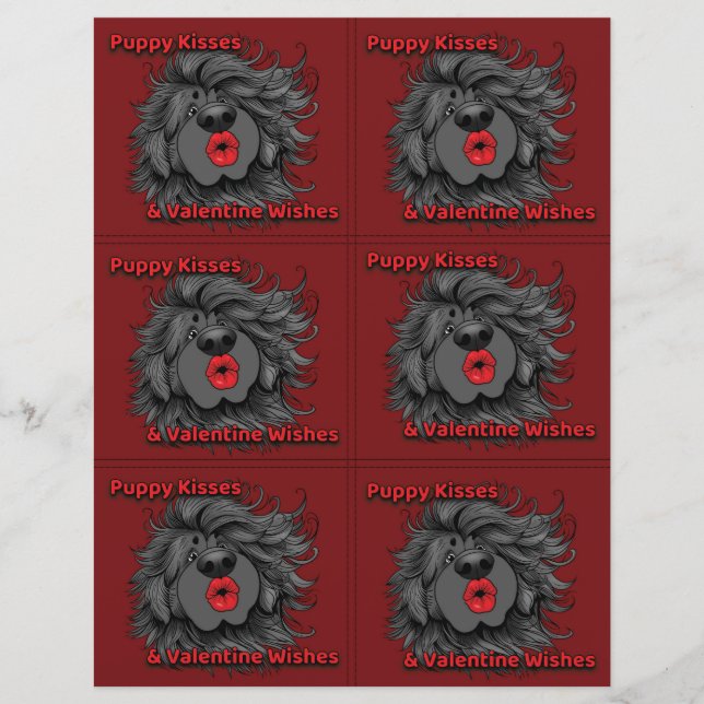 Dog Puppy Classroom Valentine Sheets Brevhuvud (Framsida)