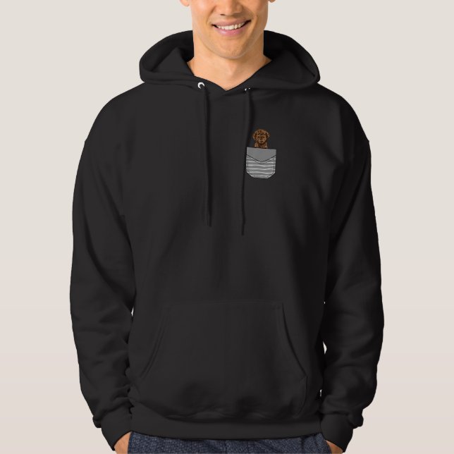 Dog Puppy Poodle In Pocket Premium Hoodie (Framsida)