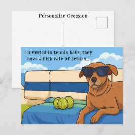 Dog Retirement Humor Tennis Ball Investment Joke Helg Vykort