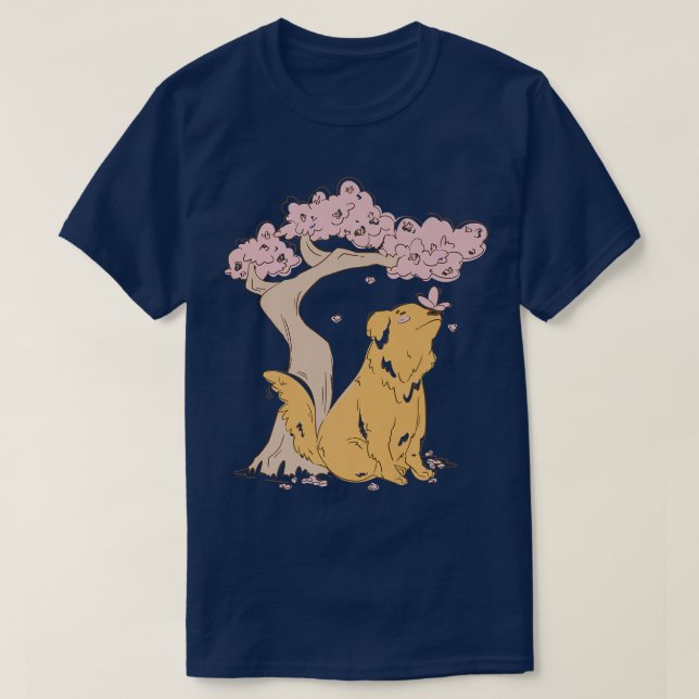 Dog Sakura Cherry Blossom Flower Kawaii Japanese A T Shirt (Design framsida)