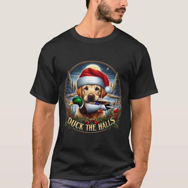 Dog Santa Duck Hunting Christmas Funny Adventure A T Shirt (Framsida)