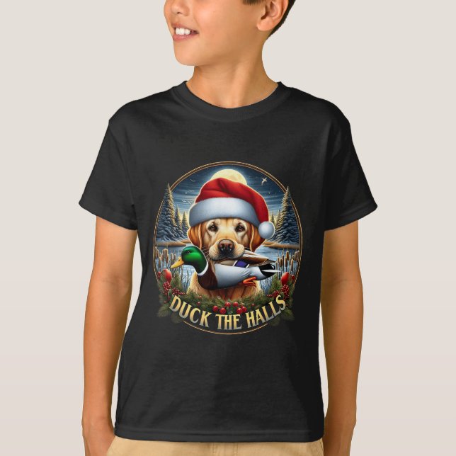 Dog Santa Duck Hunting Christmas Funny Adventure A T Shirt (Framsida)
