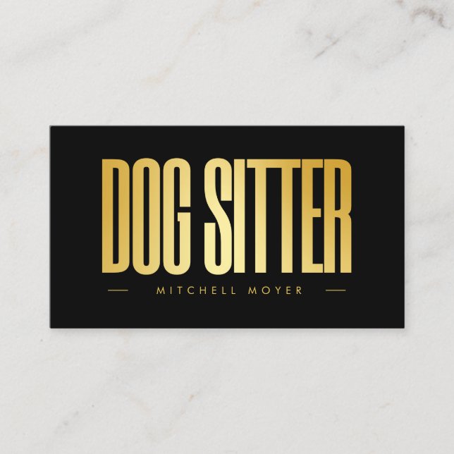 Dog Sitter Black And Gold  Visitkort (Framsida)