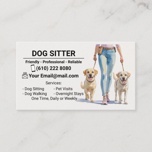 Dog Sitter Dog Walker Business Card Dog Sitting Visitkort (Framsida)