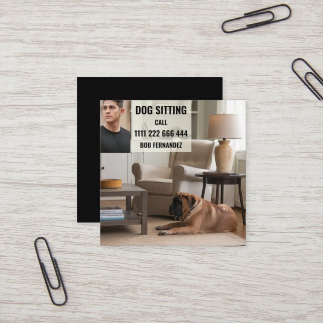Dog Sitter Service Fyrkantigt Visitkort (Fram/Back In Situ)