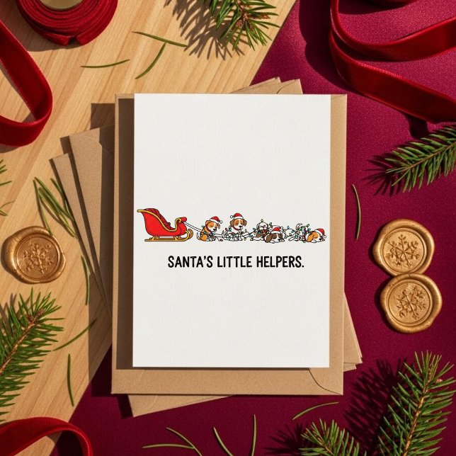 Dog Sleigh Christmas Card Santas Little Helpers Julkort (Skapare uppladdad)