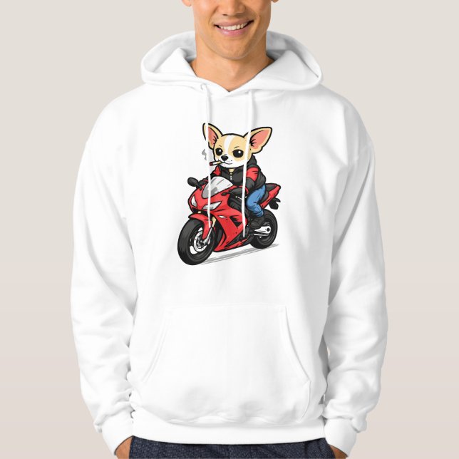 Dog Smoking Cigarette Funny Chihuahua Meme Hoodie (Framsida)