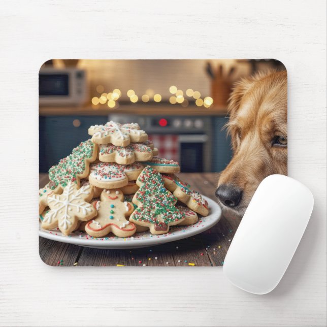 Dog Sniffing Christmas Sugar Cookies Musmatta (Med mus)