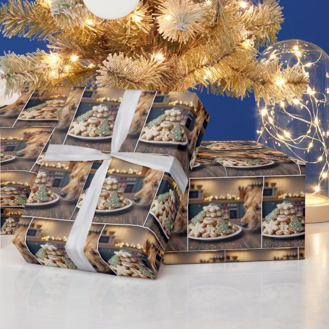 Dog Sniffing Christmas Sugar Cookies Presentpapper (Helgdagar)