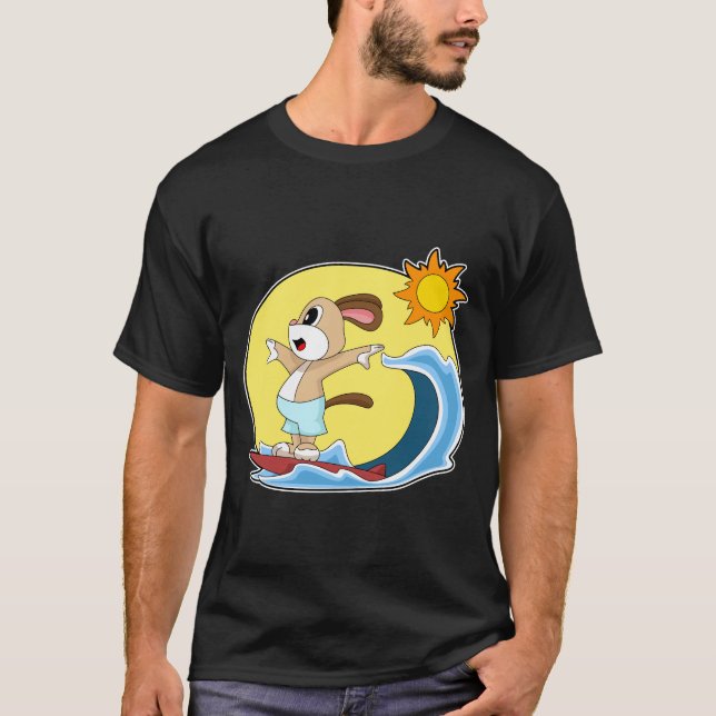 Dog Surfing Surfboard Summer T Shirt (Framsida)