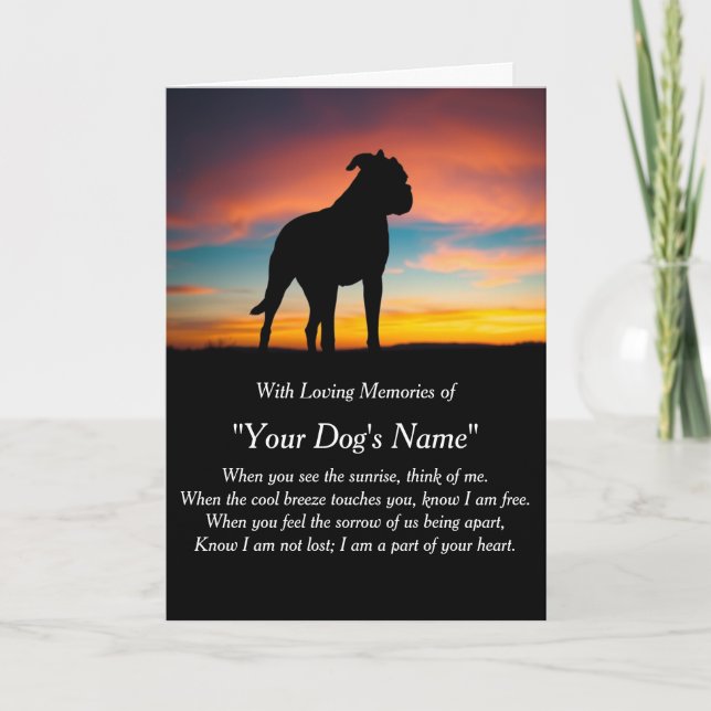 Dog Sympathy Card for Loss Memorial with photo Kort (Framsida)