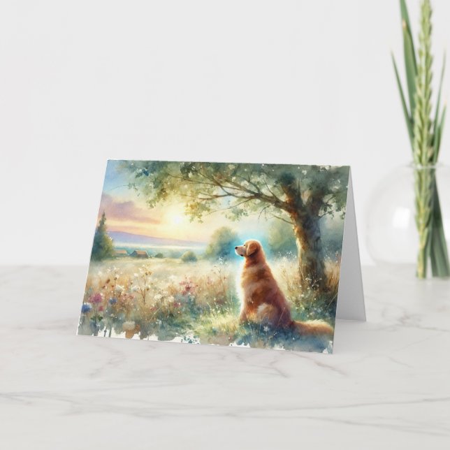 Dog Sympathy Sunrise Watercolor Card Kort (Framsida)