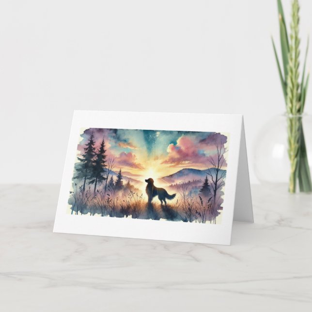 Dog Sympathy Watercolor Sunrise Card Kort (Framsida)