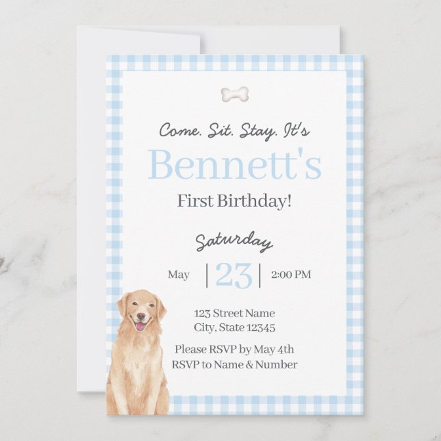Dog Theme 1st Birthday Invite Inbjudningar (Framsida)