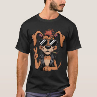 DOG THROWING PEACE SIGN T SHIRT