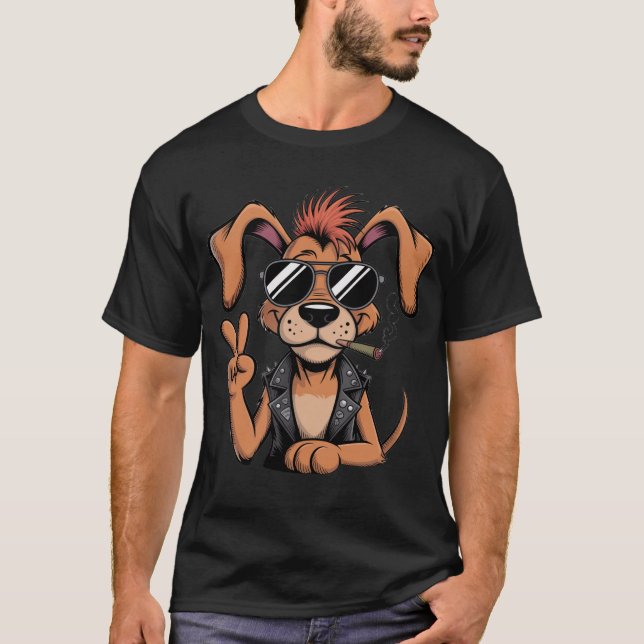 DOG THROWING PEACE SIGN T SHIRT (Framsida)