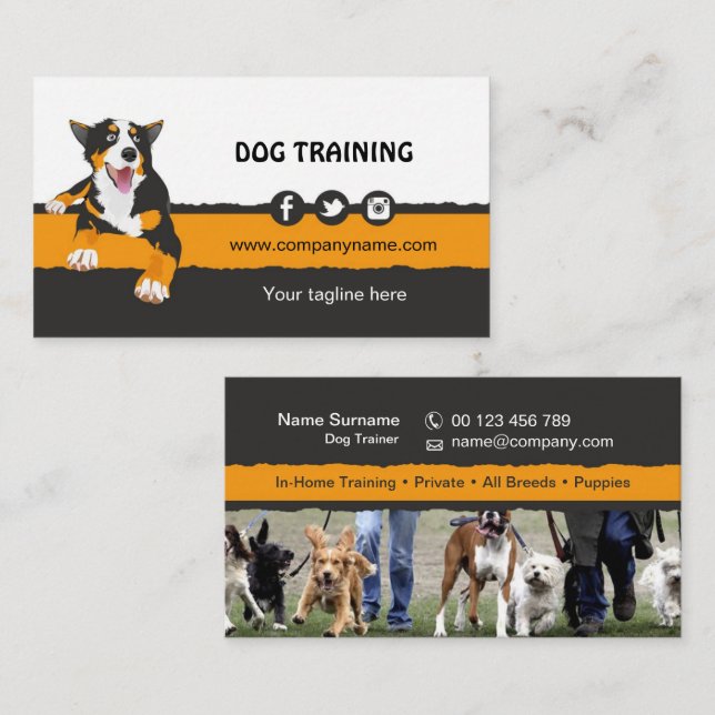 Dog Trainer Business Card Visitkort (Fram/baksida)