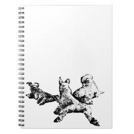 Dog Trio Notebook – Black & White Ink Cover Anteckningsbok
